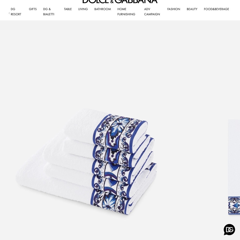 Dolce & Gabbana White Towels with Blue Accents